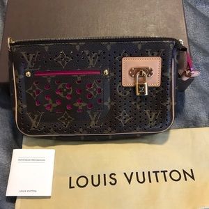 Louis Vuitton perforated pochette fuchsia
